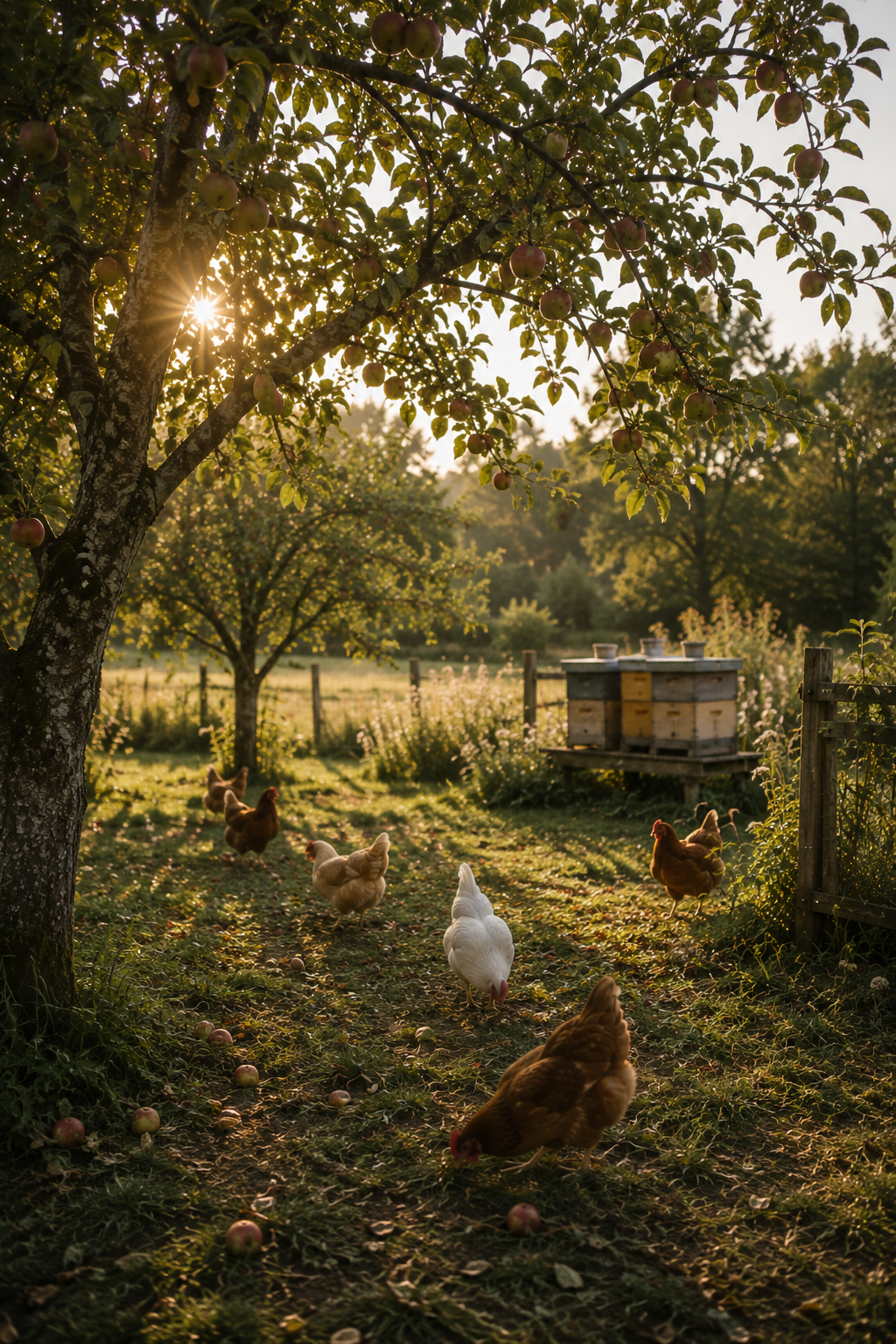Ferme familiale dans le Perche avec poules et verger